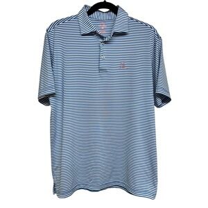 Rhoback Blue White Striped Performance Golf Polo Shirt Men's Size Medium